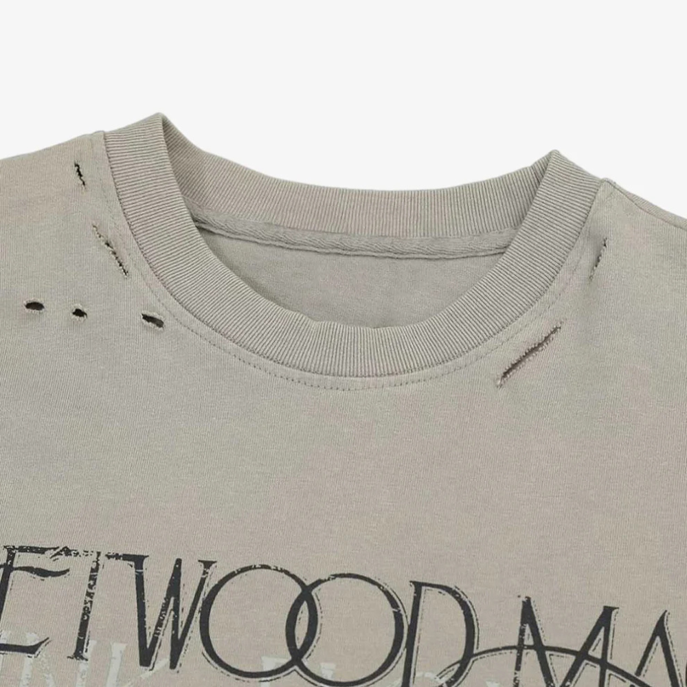 Jersey Distressed Camouflage Faux Two-Piece Graphic T-Shirt