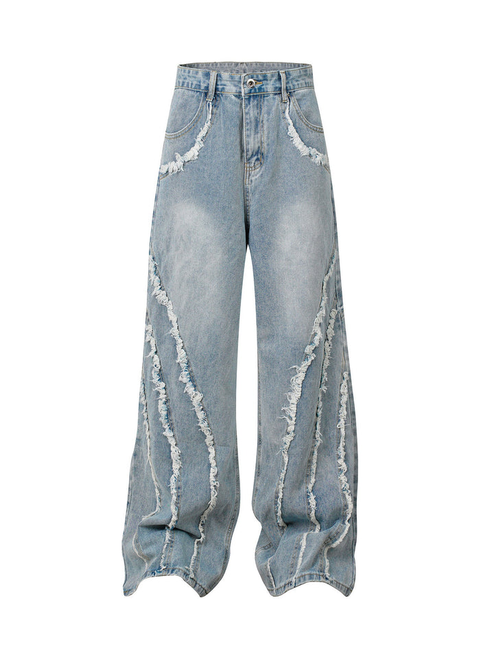 'Wave' High Street Hip-hop Fur Accent Jeans