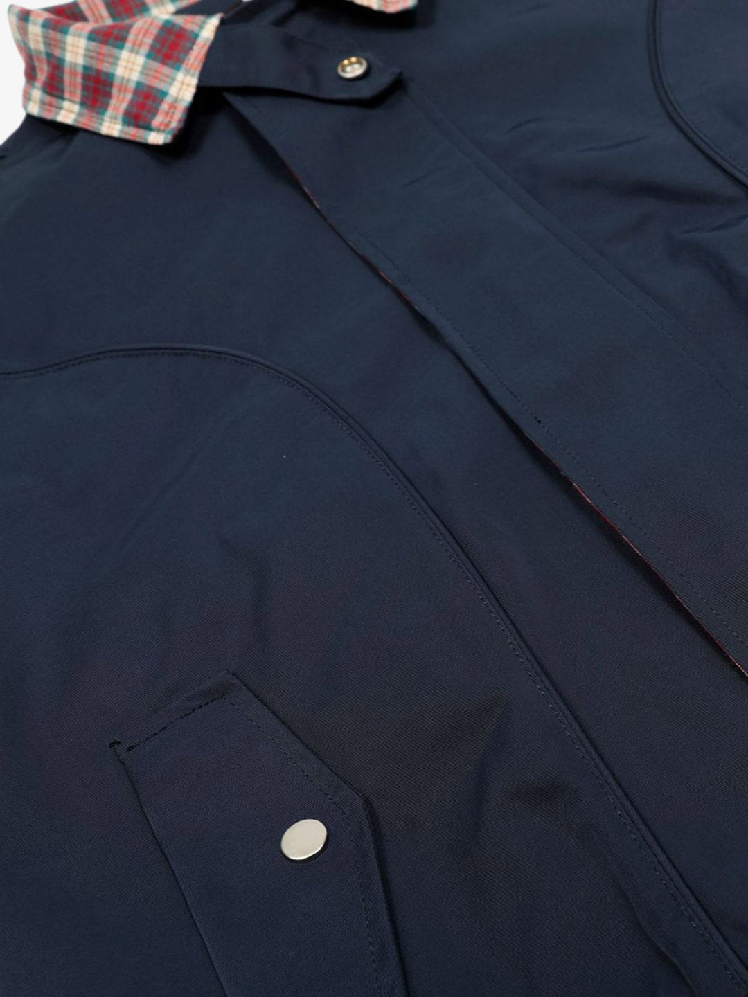 Faux Two-Piece Plaid Layered Workwear Jacket