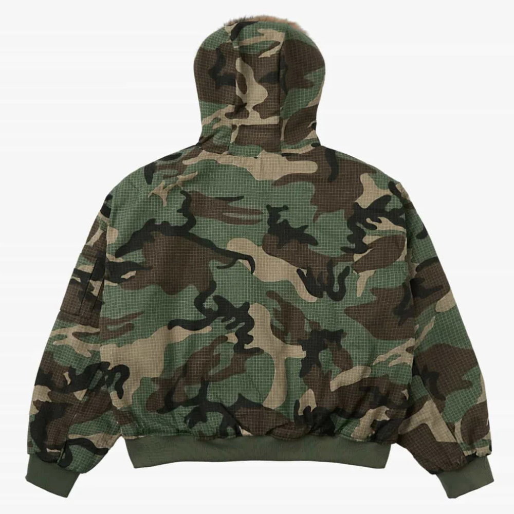Camouflage Fur Collar Reversible Cotton Jacket