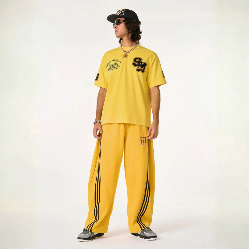 Fleece Vintage Side Stripe Drape Paratrooper Machete Wide Leg Pants