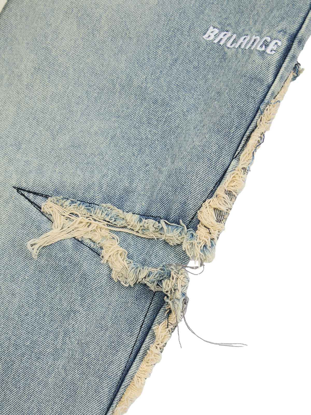 Drawstring Ripped Cross Star Jeans