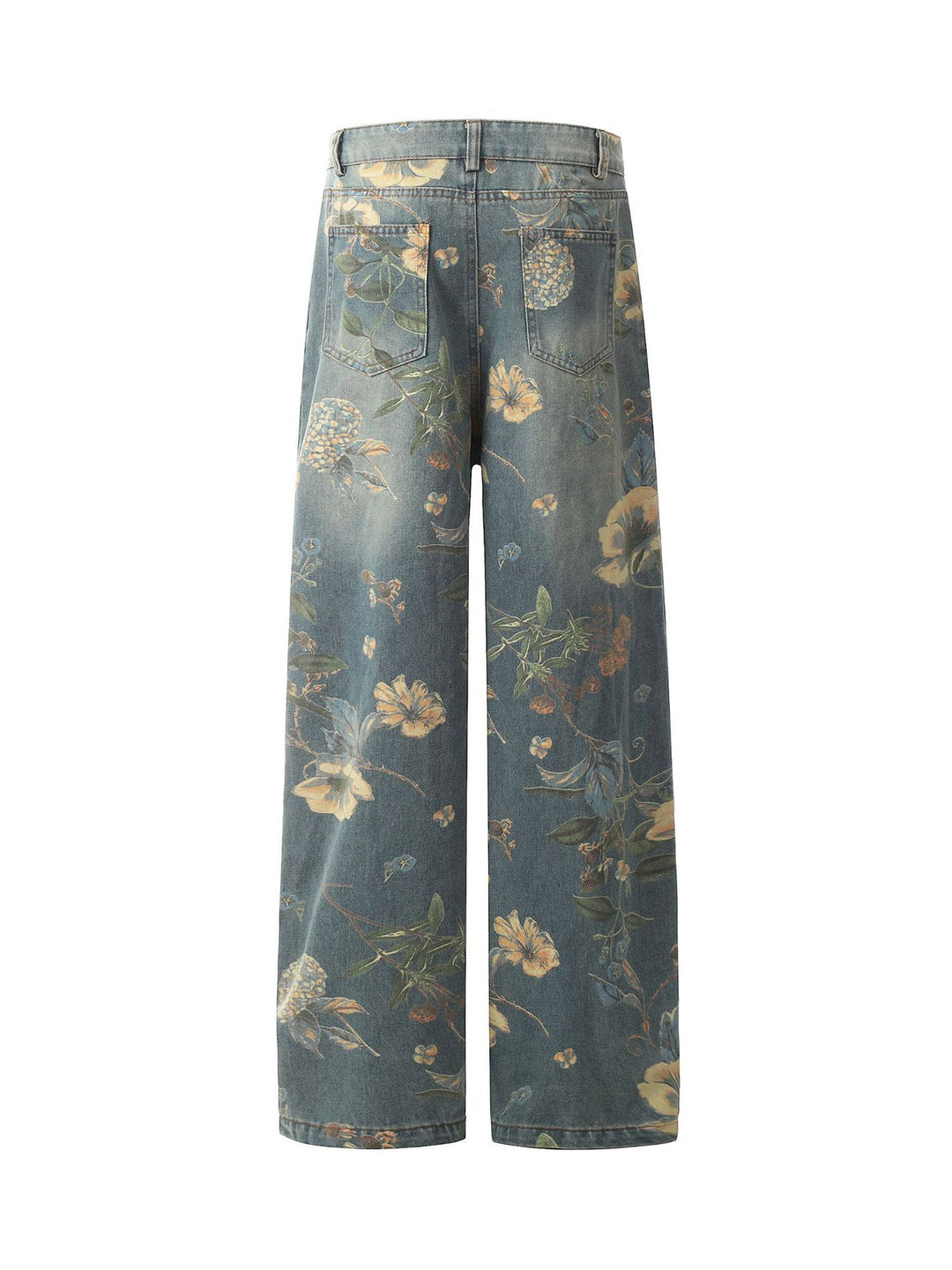 Floral Washed Baggy Jeans