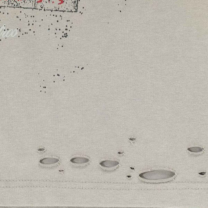 Jersey Distressed Camouflage Faux Two-Piece Graphic T-Shirt