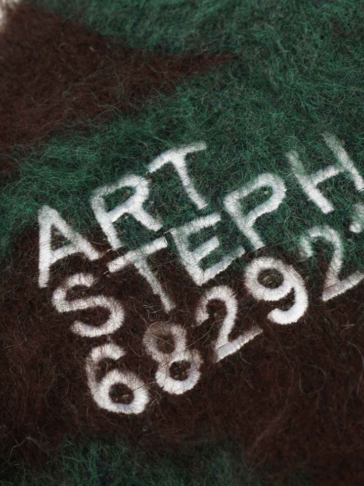 Embroidered Camouflage Shaggy Knitted Sweater