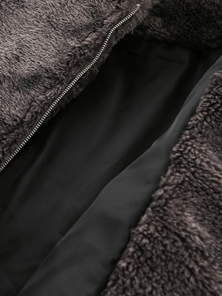 Fur Hooded Quilted Sherpa Jacket