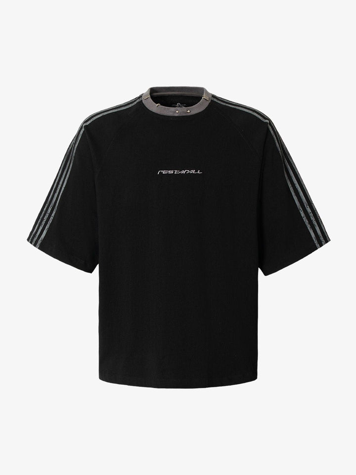 Heavy Washed Street Metal Collar T-shirt