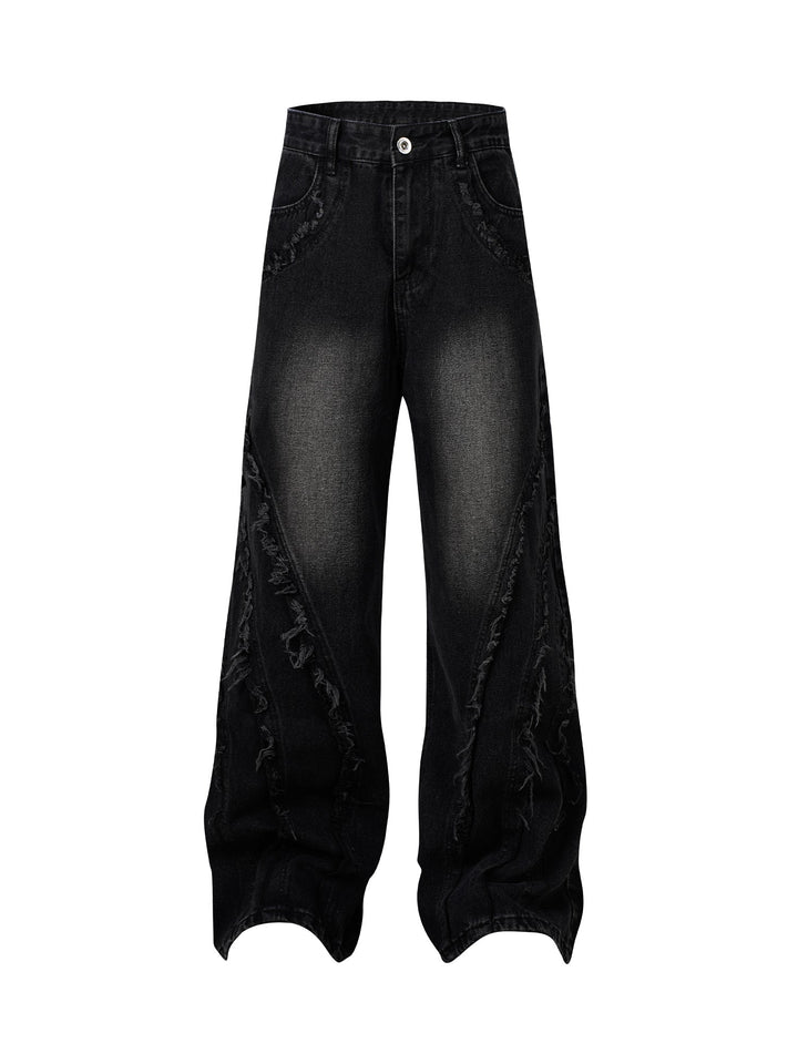 High Street Hip-hop Washed Fur Jeans - 2220