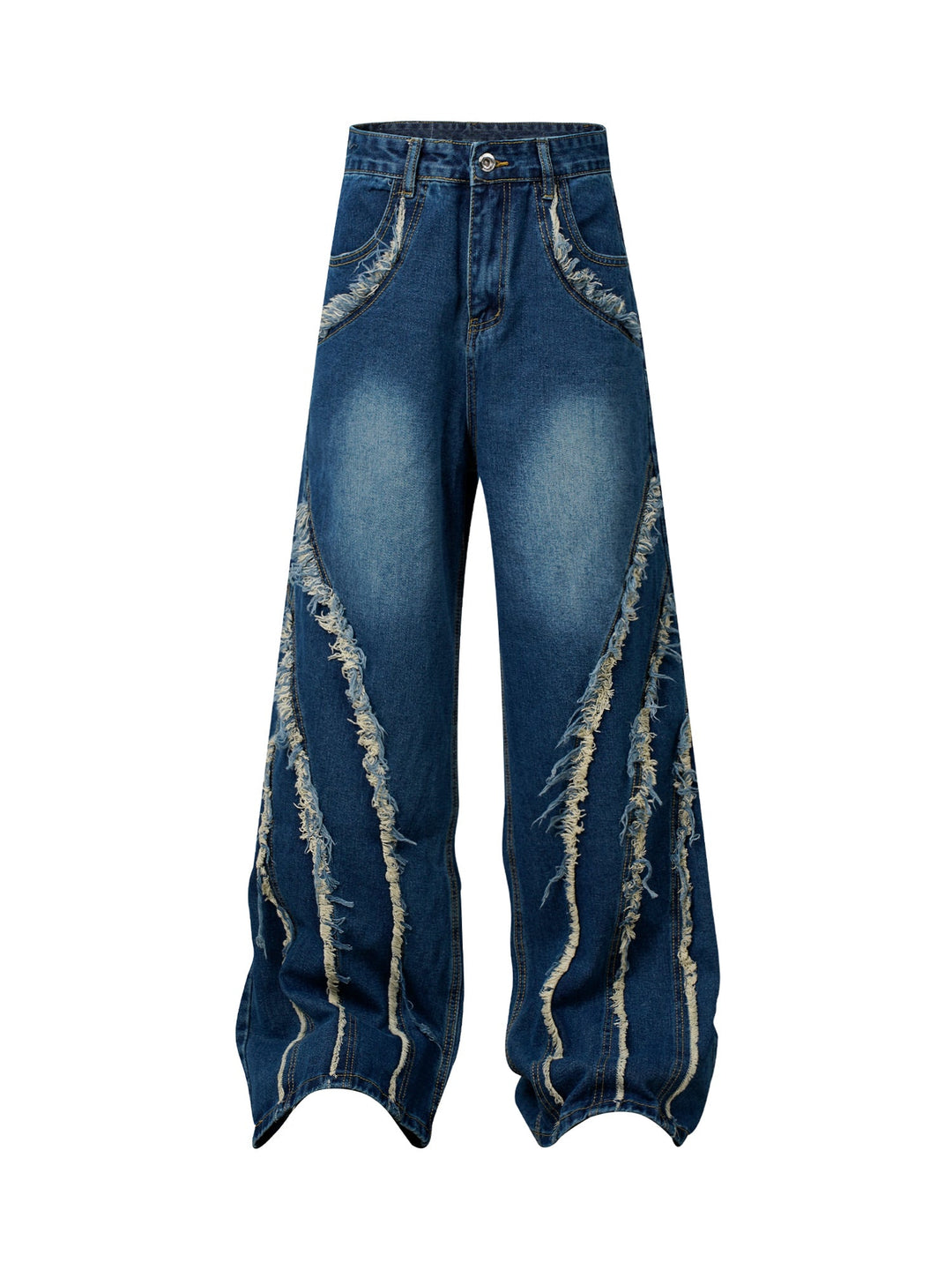 High Street Hip-hop Washed Fur Jeans - 2220