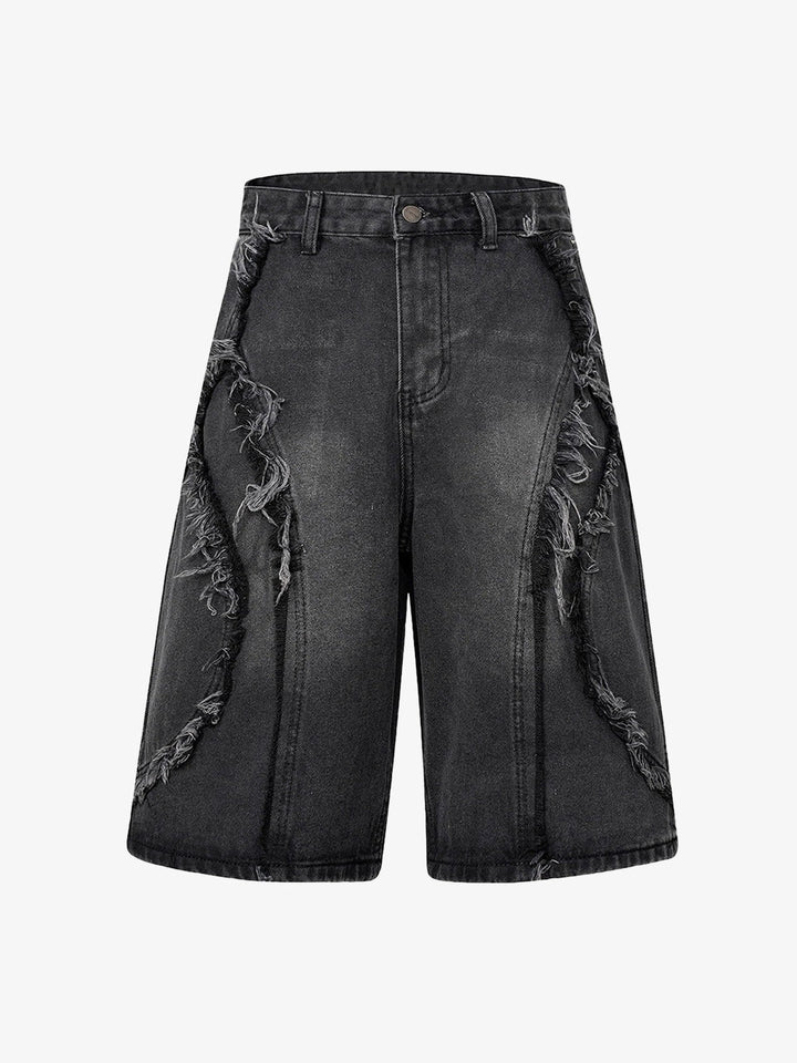 High Street Washed Distressed Denim Shorts - 2100