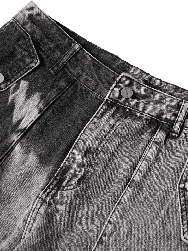 High Street Washed Distressed Work Jeans - 2163