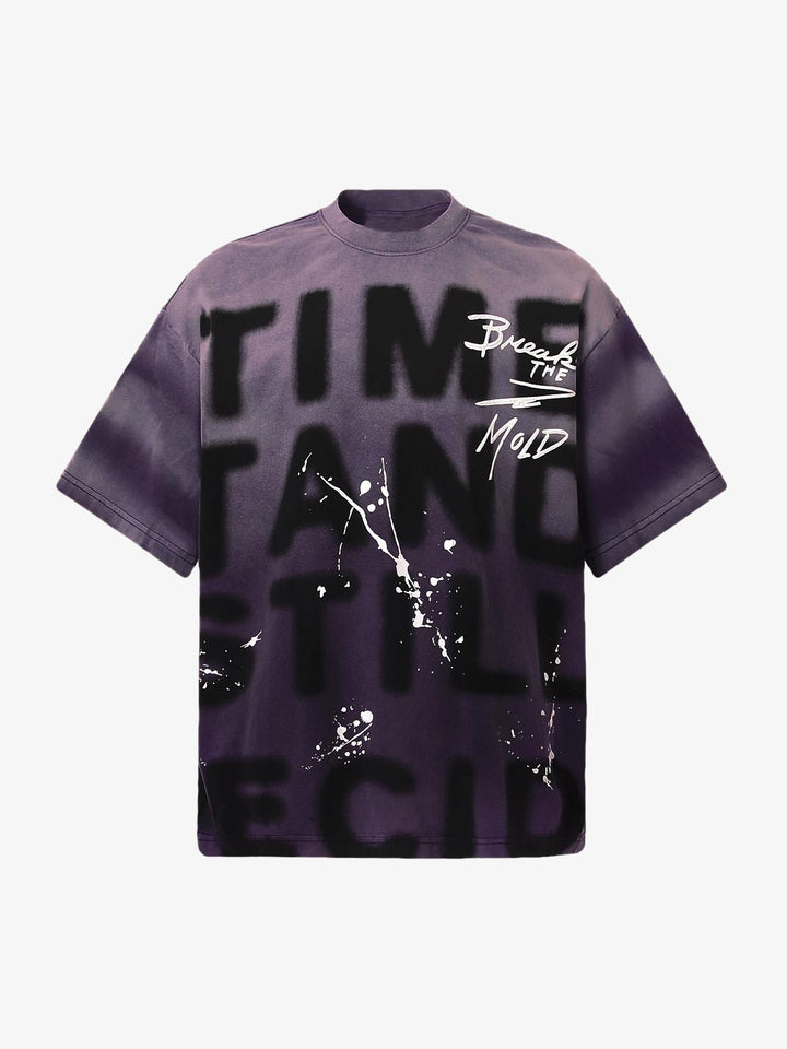 Ink Splash Letter Print T-shirt - 2414