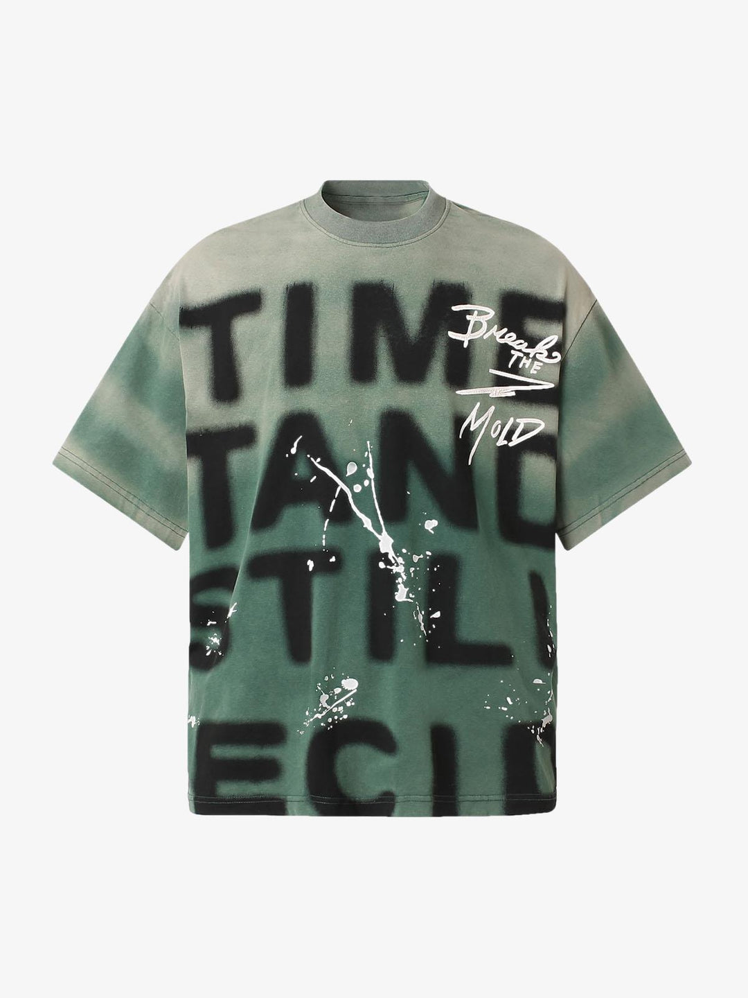 Ink Splash Letter Print T-shirt - 2414