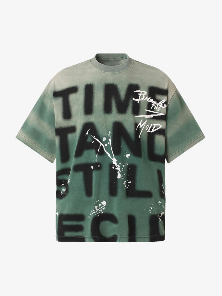 Ink Splash Letter Print T-shirt - 2414