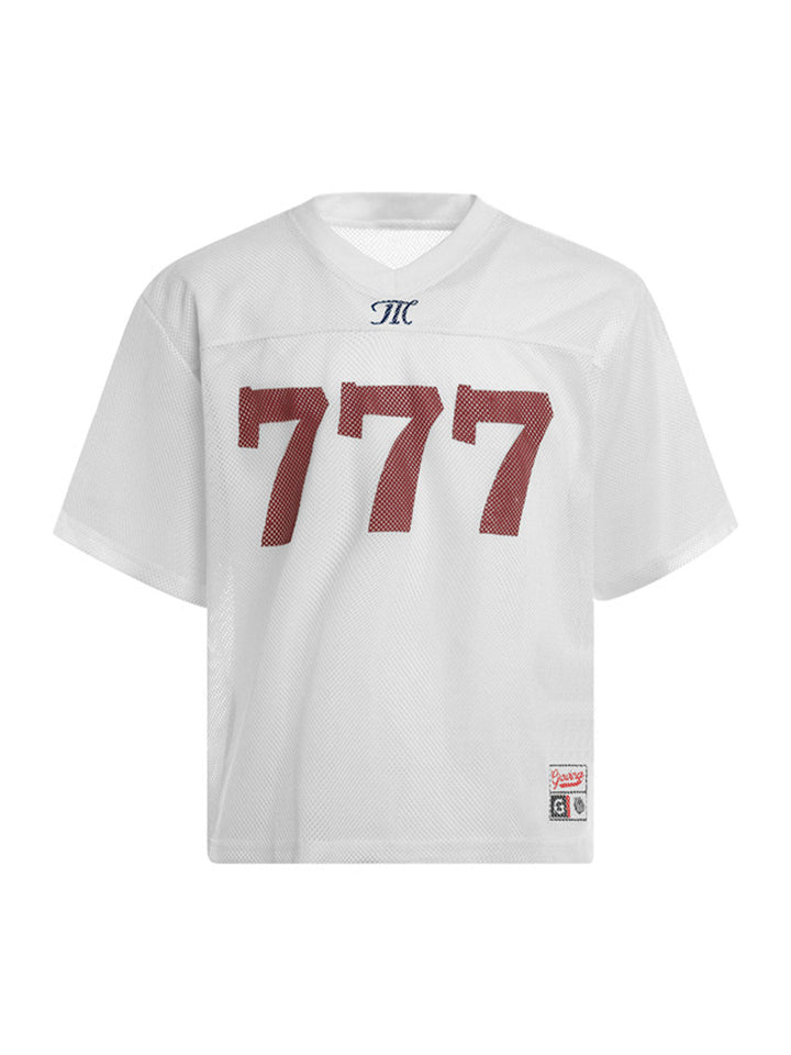 Jersey Letter Print Quick Dry V-neck T-shirt - 2389