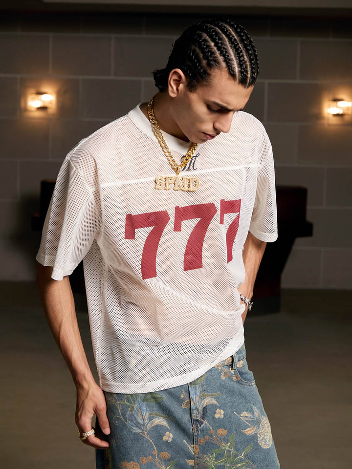 Jersey Letter Print Quick Dry V-neck T-shirt - 2389