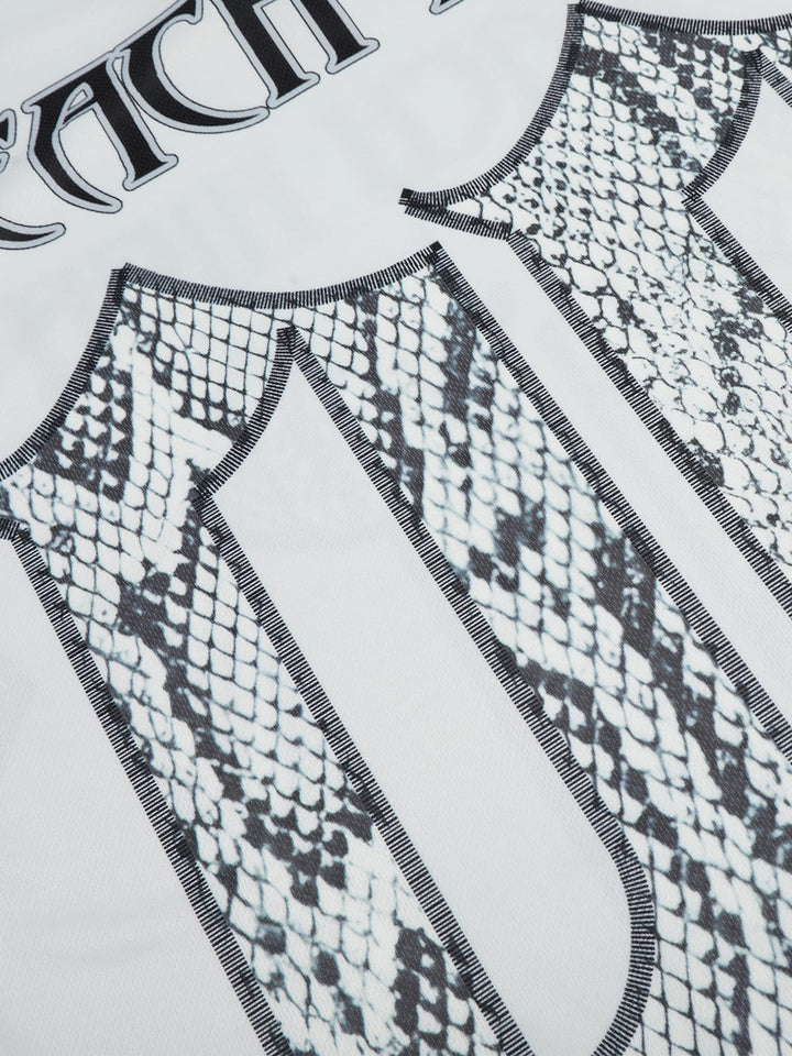 Jersey Style Snake Print T-Shirt - 2418