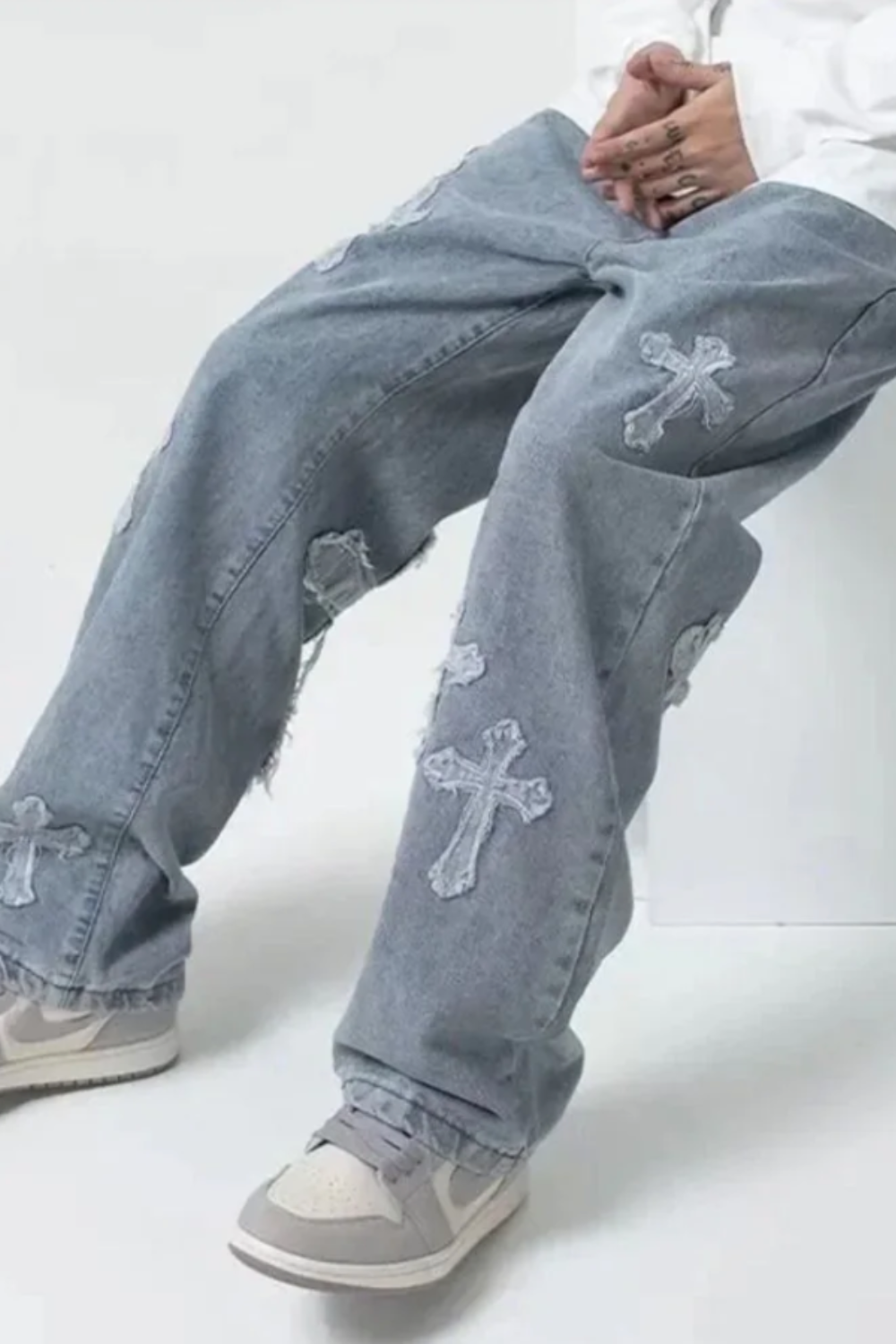 'Cross' Graphic Baggy Jeans