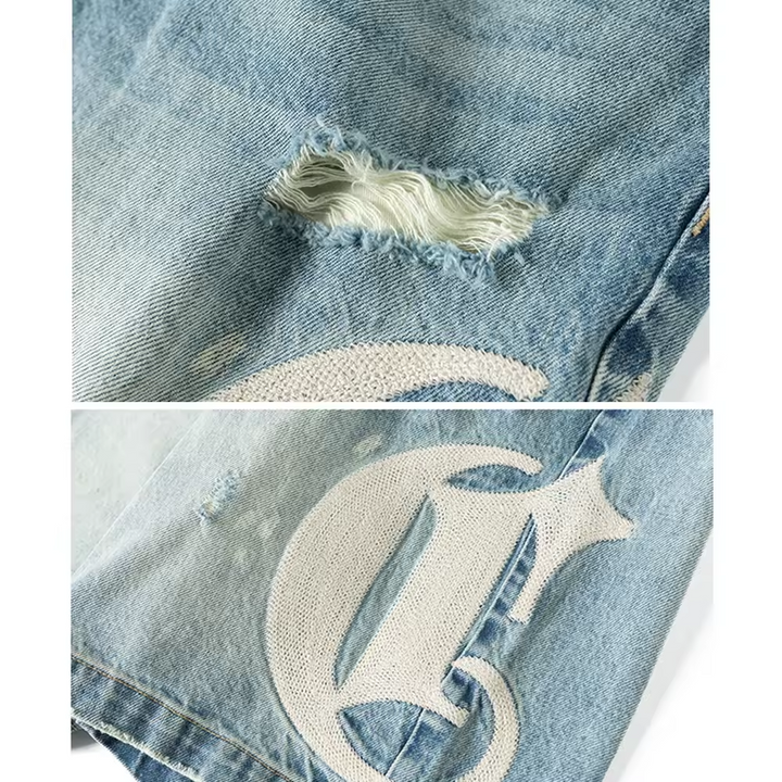 Geborduurde Denim Jort
