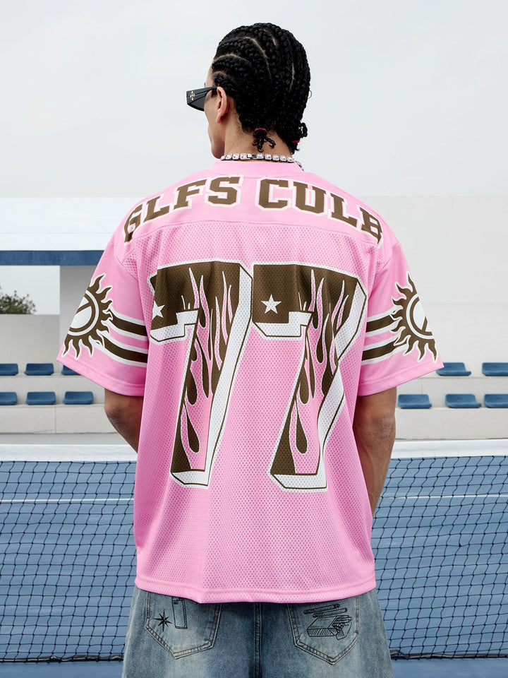 Pink Flame Print Jersey T-shirt - 2390