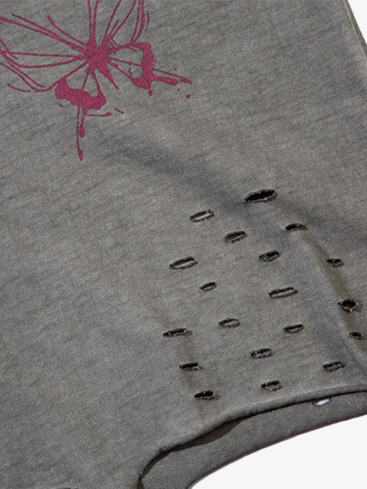 Raw Edge Butterfly Print Vest
