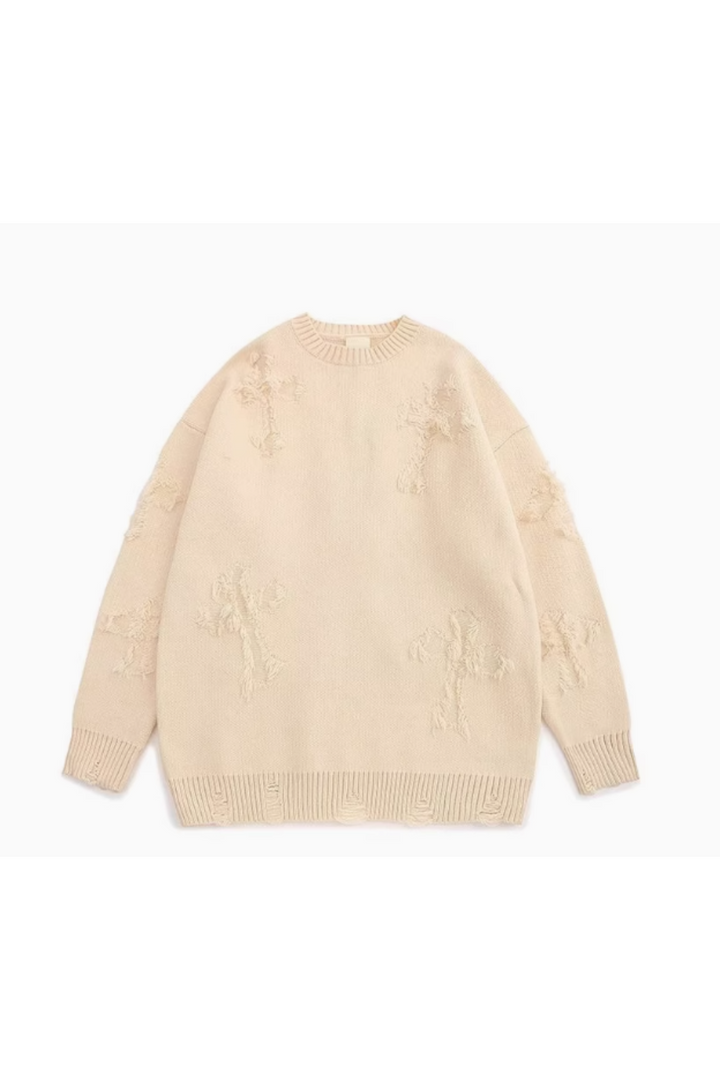 'Ryder' Retro Tassel Cross Sweater