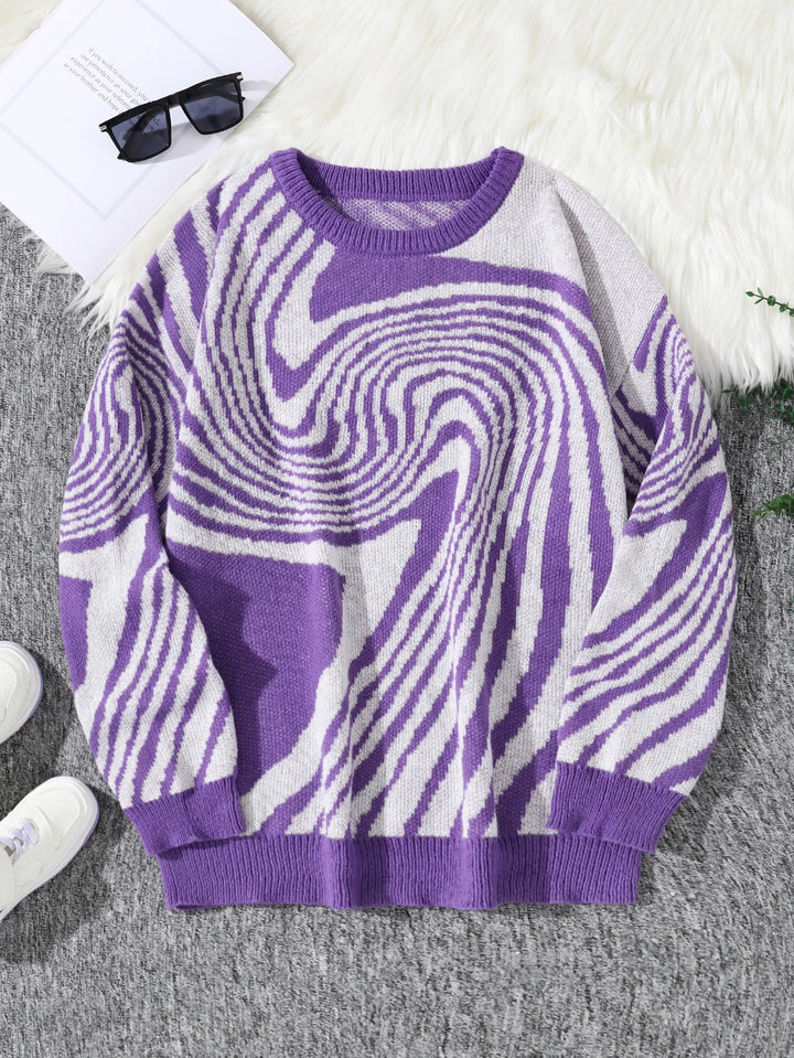 Graphic Swirl Knitted Sweater