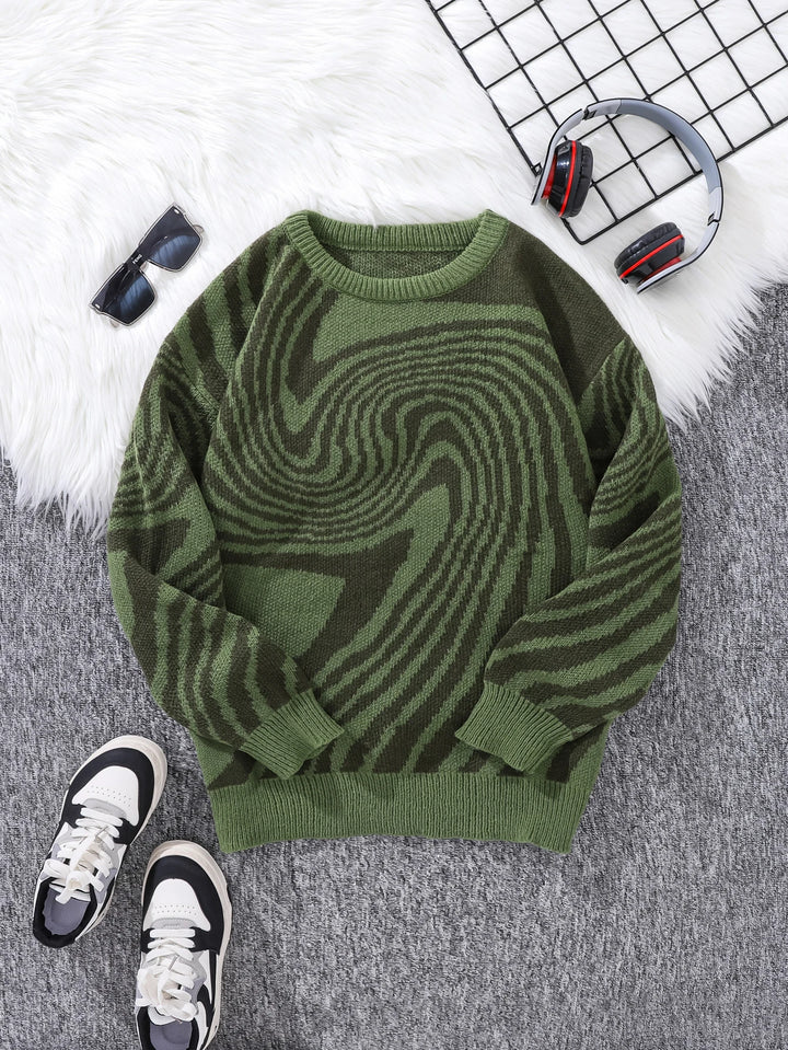 Graphic Swirl Knitted Sweater