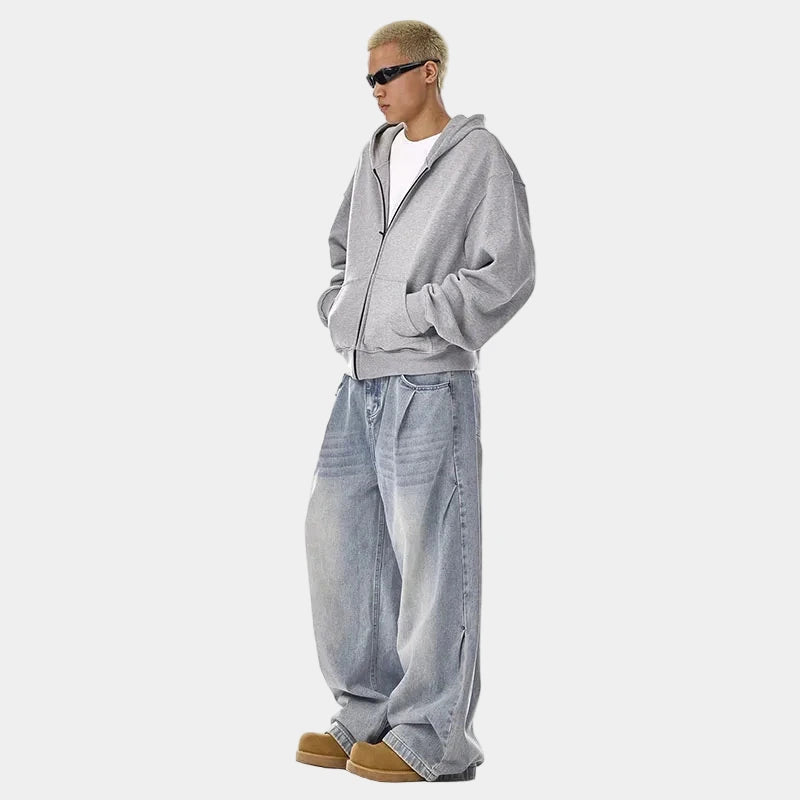 Oversized Washed Blue Jeans