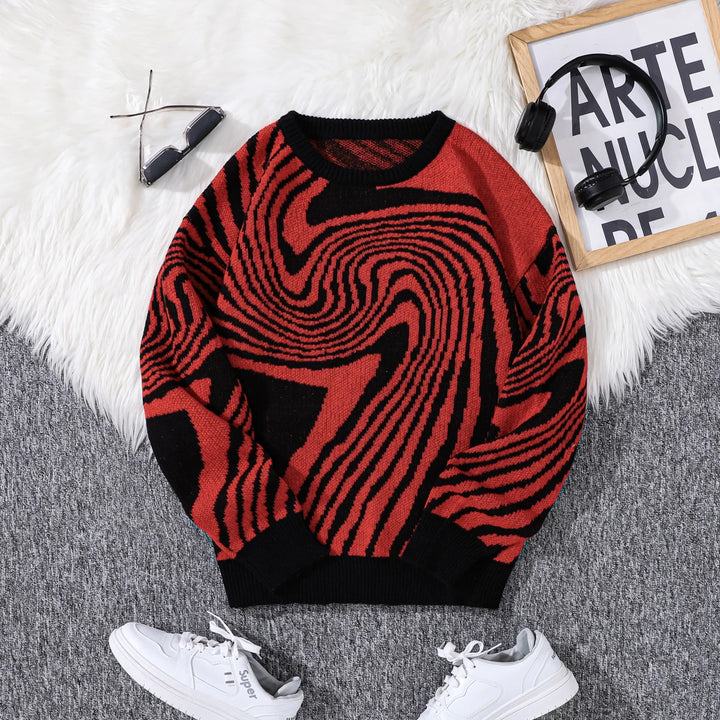 Graphic Swirl Knitted Sweater