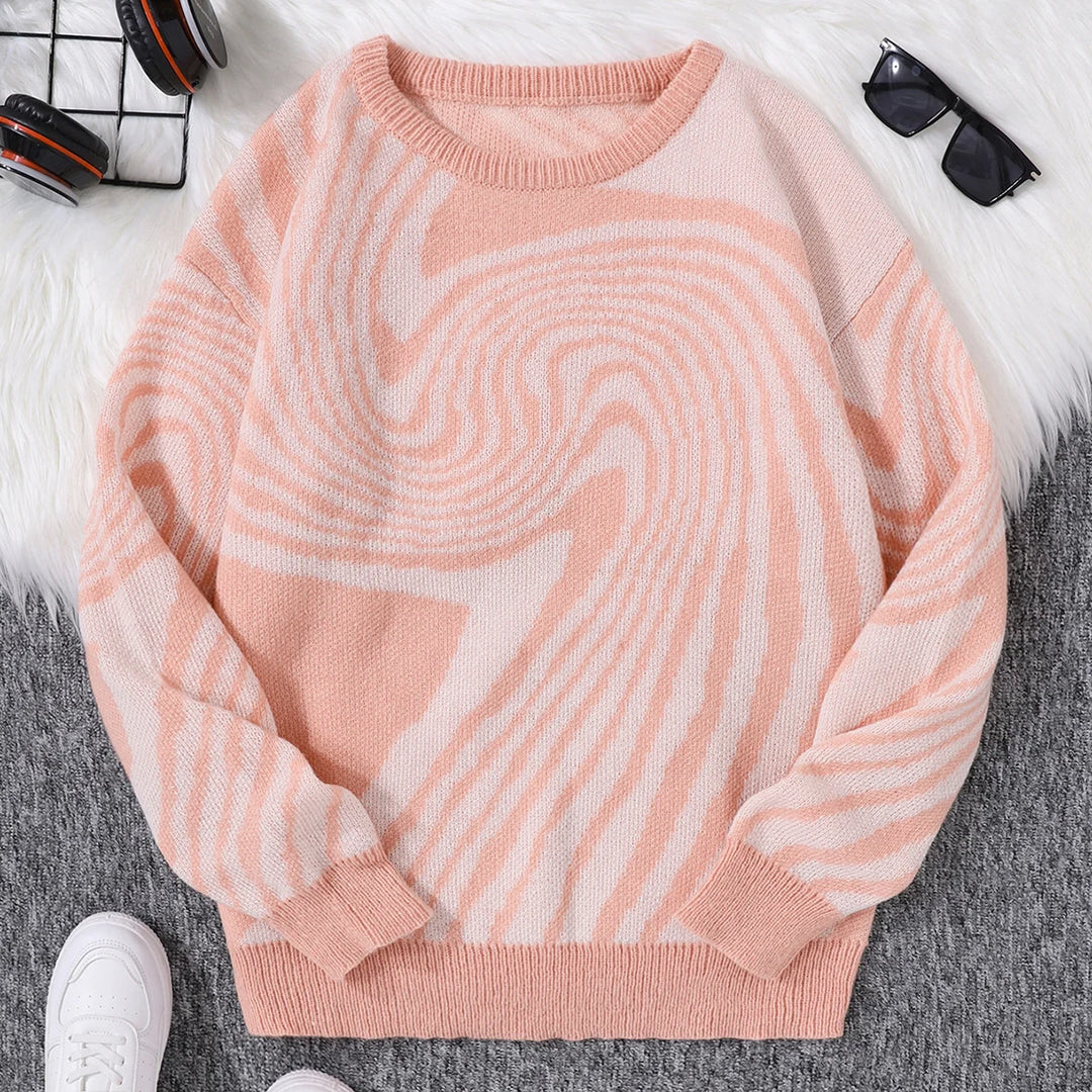 Graphic Swirl Knitted Sweater