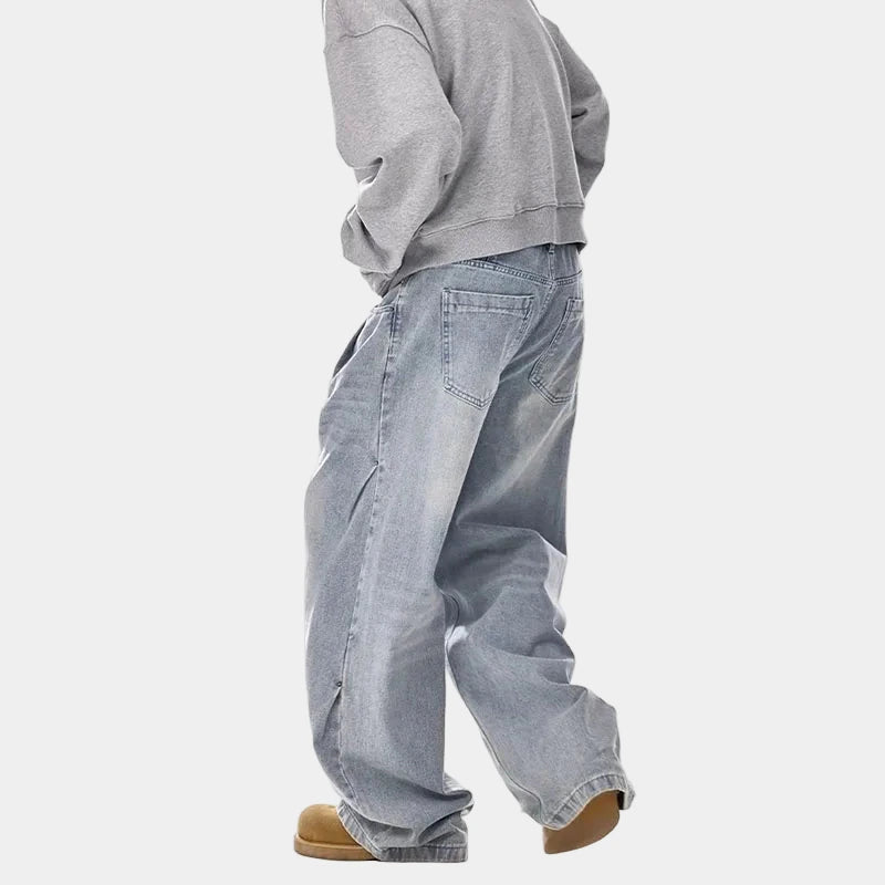 Oversized Washed Blue Jeans