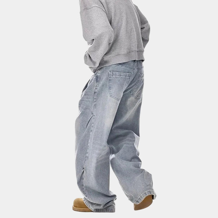 Oversized Washed Blue Jeans