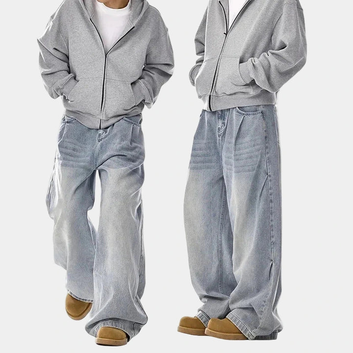 Oversized Washed Blue Jeans