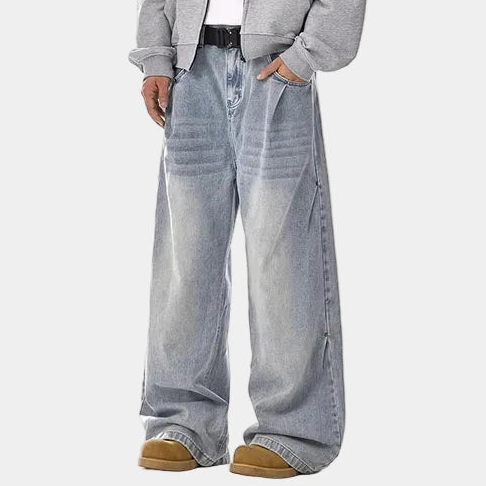 Oversized Washed Blue Jeans