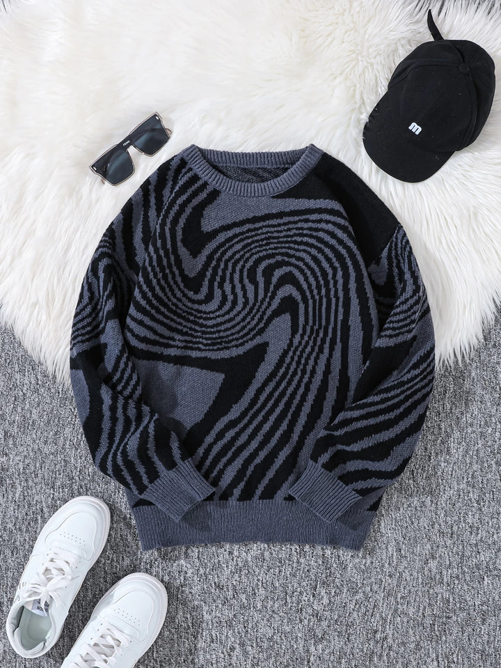 Graphic Swirl Knitted Sweater