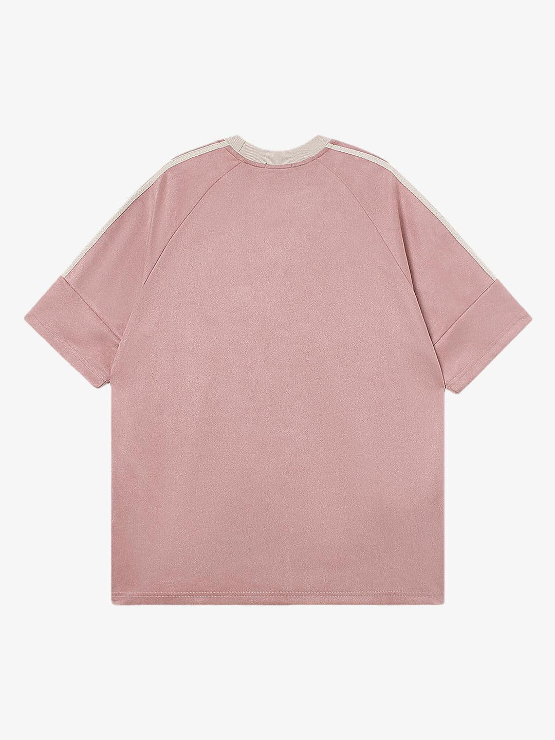 Suede Contrast Color Spliced Letter Embroidery Oversize T-shirt