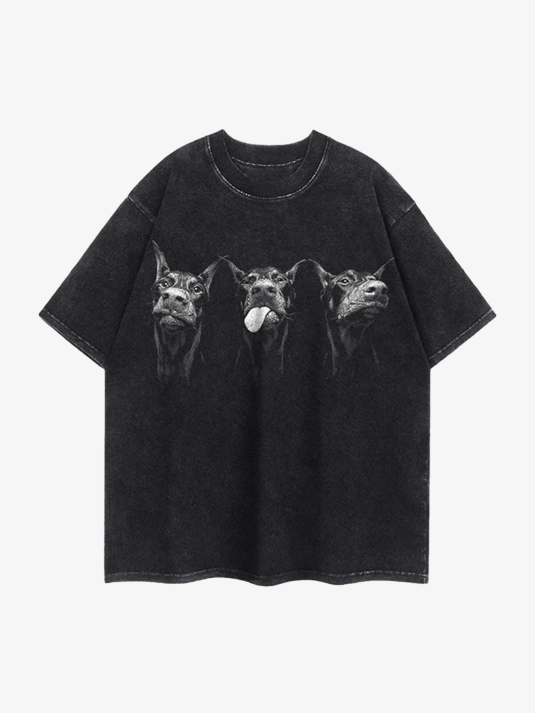 Thesupermade Doberman Print Washed Vintage T-shirt