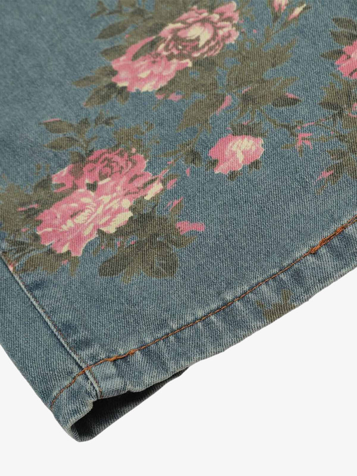 Thesupermade Floral Print Straight Jeans - 2409