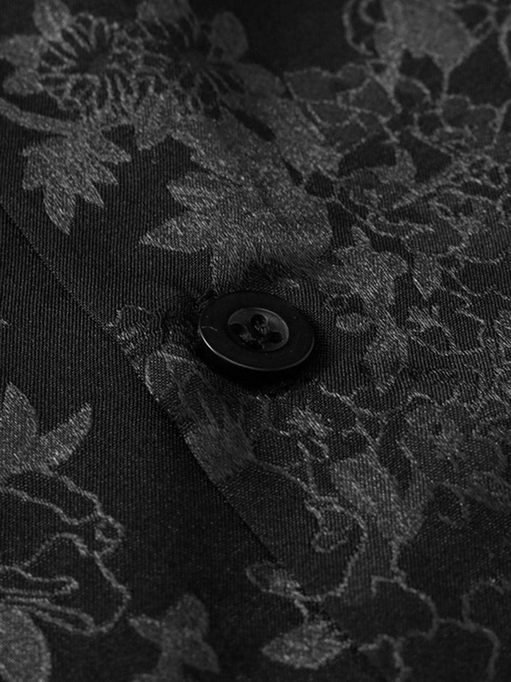 Thesupermade Leaves Pattern Black Vintage Shirts