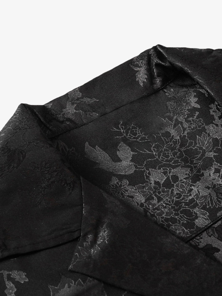 Thesupermade Leaves Pattern Black Vintage Shirts
