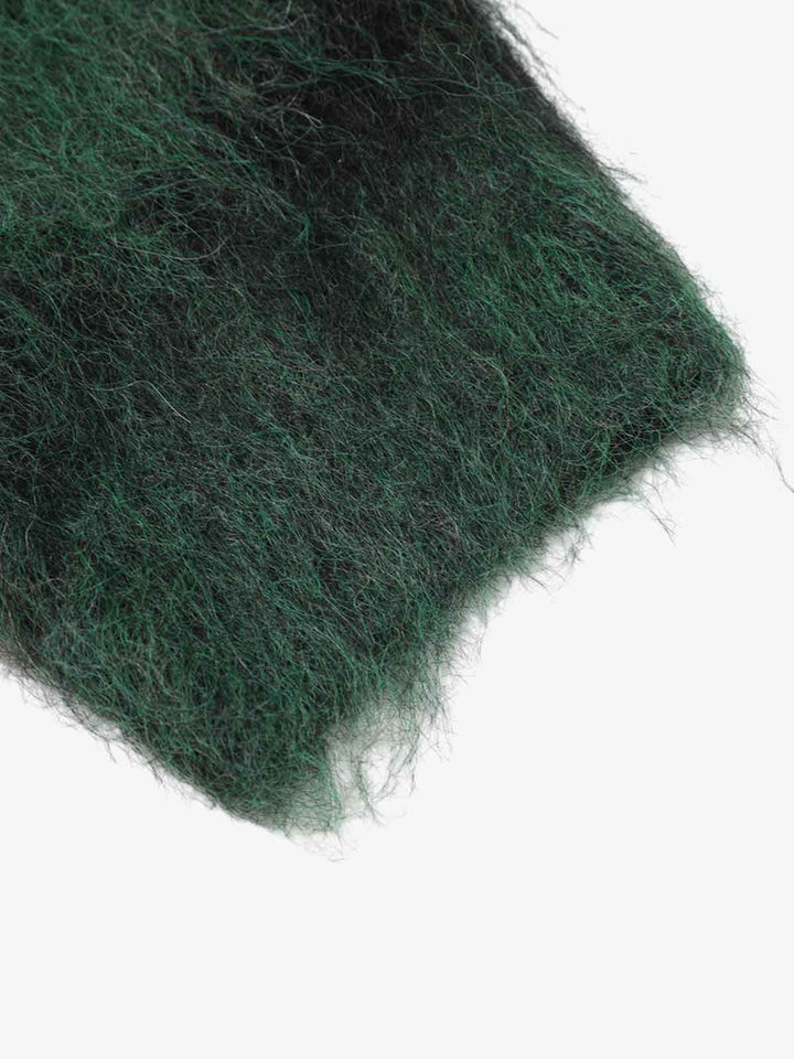 Embroidered Camouflage Shaggy Knitted Sweater