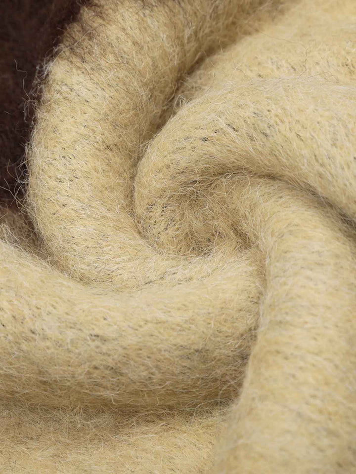 Embroidered Camouflage Shaggy Knitted Sweater