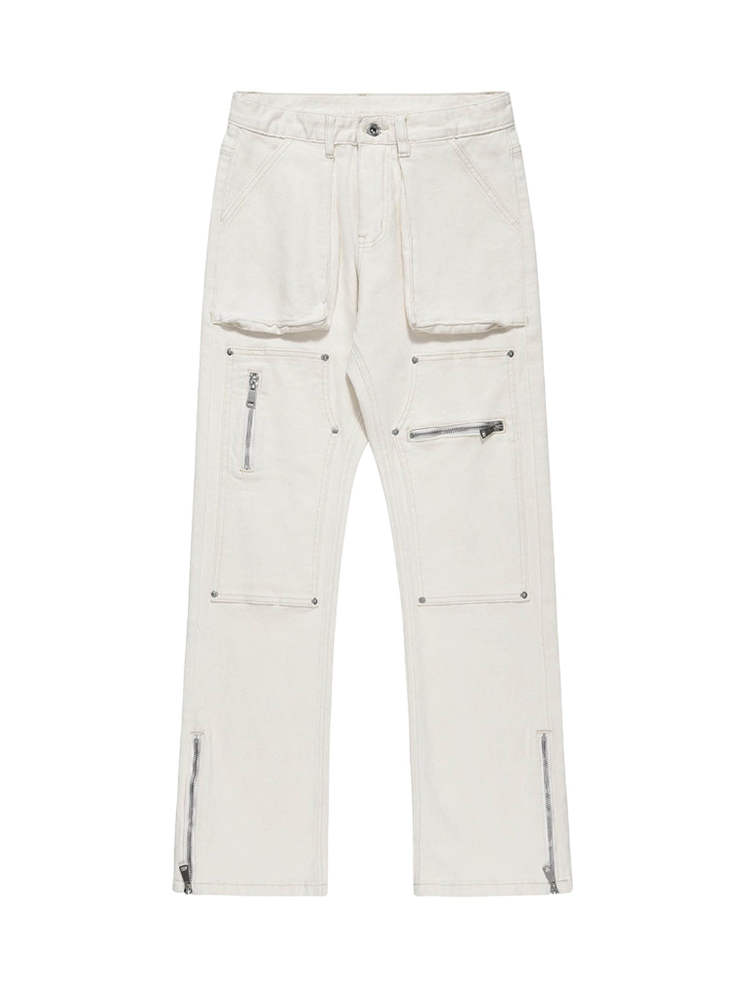 'Fusion' Zipper Patchwork Pocket Denim Pants