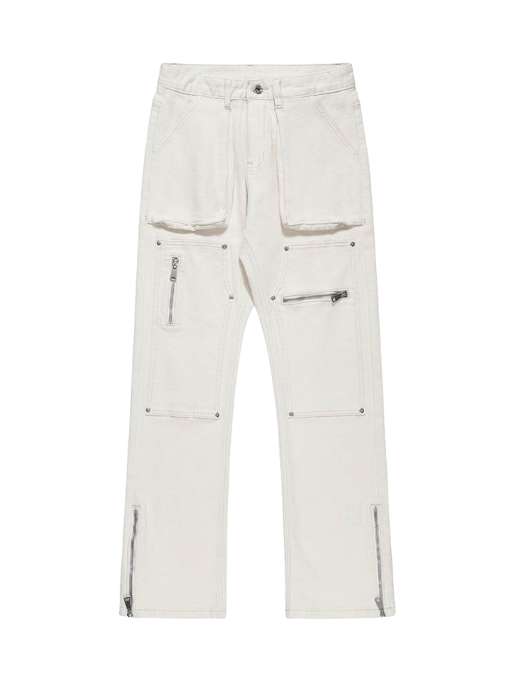 'Fusion' Zipper Patchwork Pocket Denim Pants