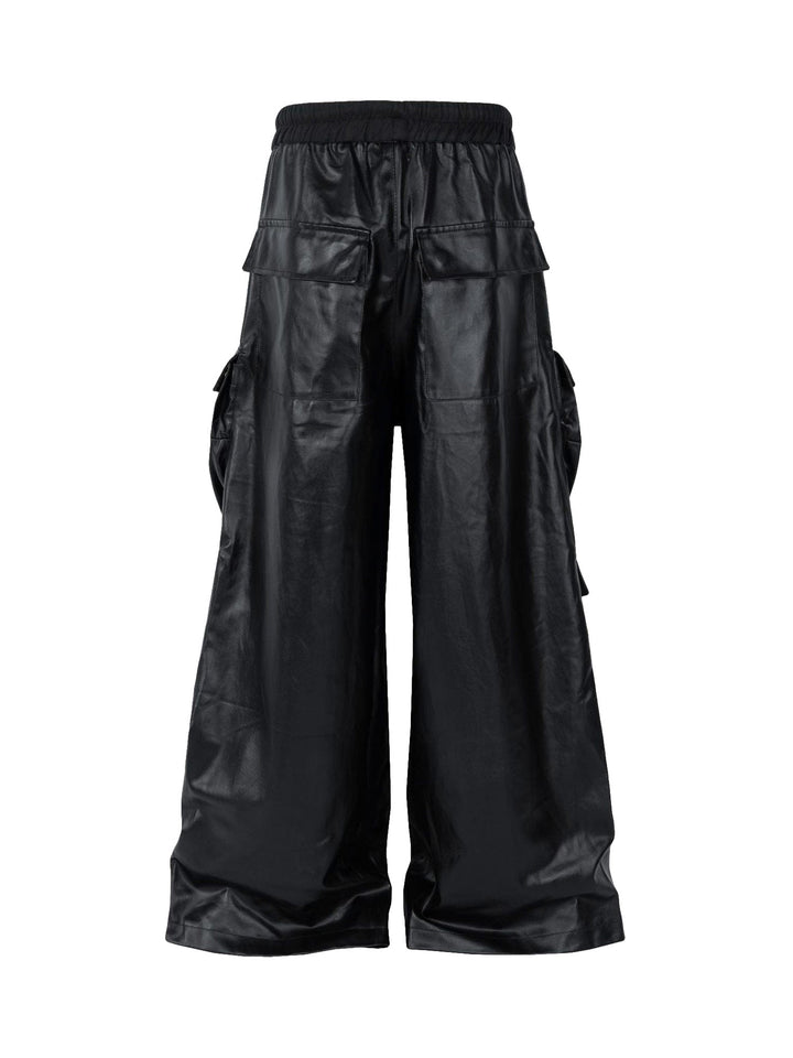 Leather Multi Pocket Flared Pants