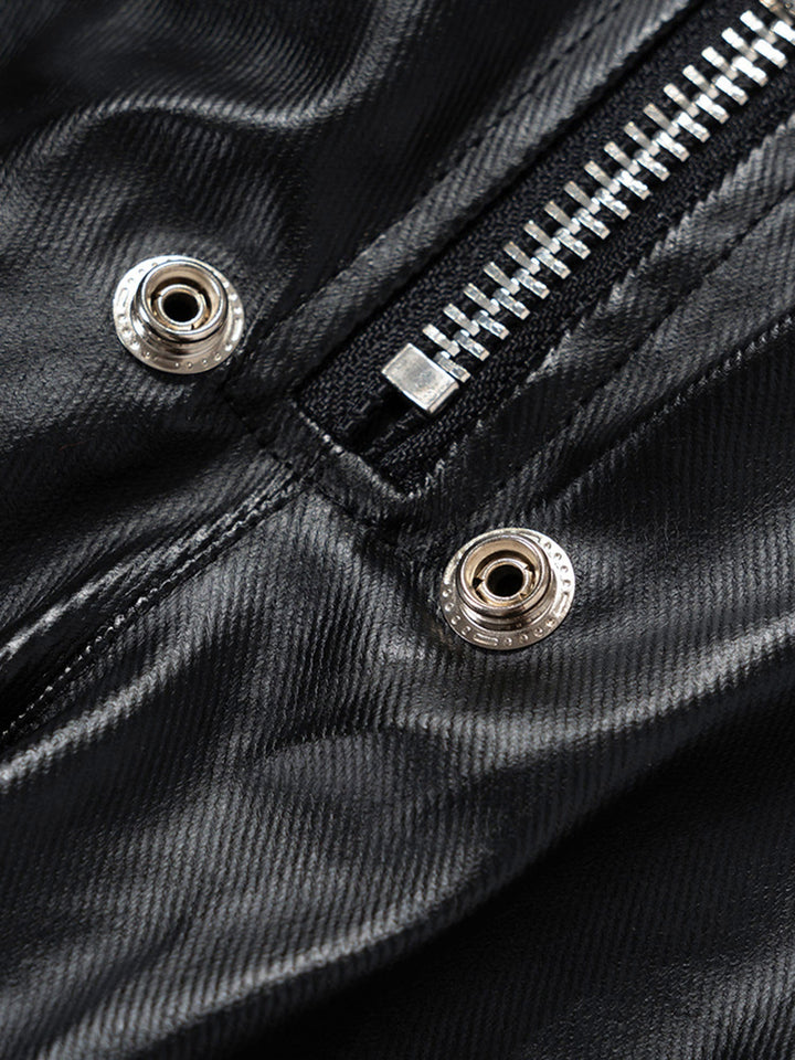 Leather Multi Pocket Flared Pants