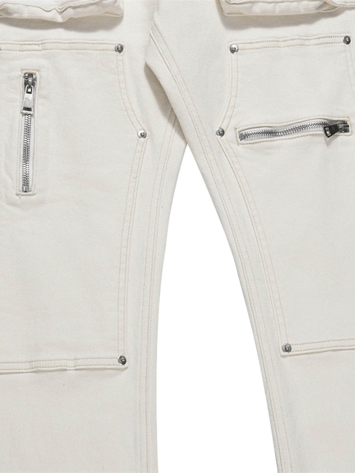 'Fusion' Zipper Patchwork Pocket Denim Pants